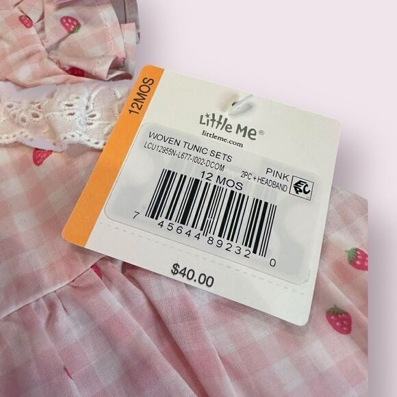 NWT Little Me 3 Piece Dress, Pants & Headband Set (12 Months) - Picture 5 of 9